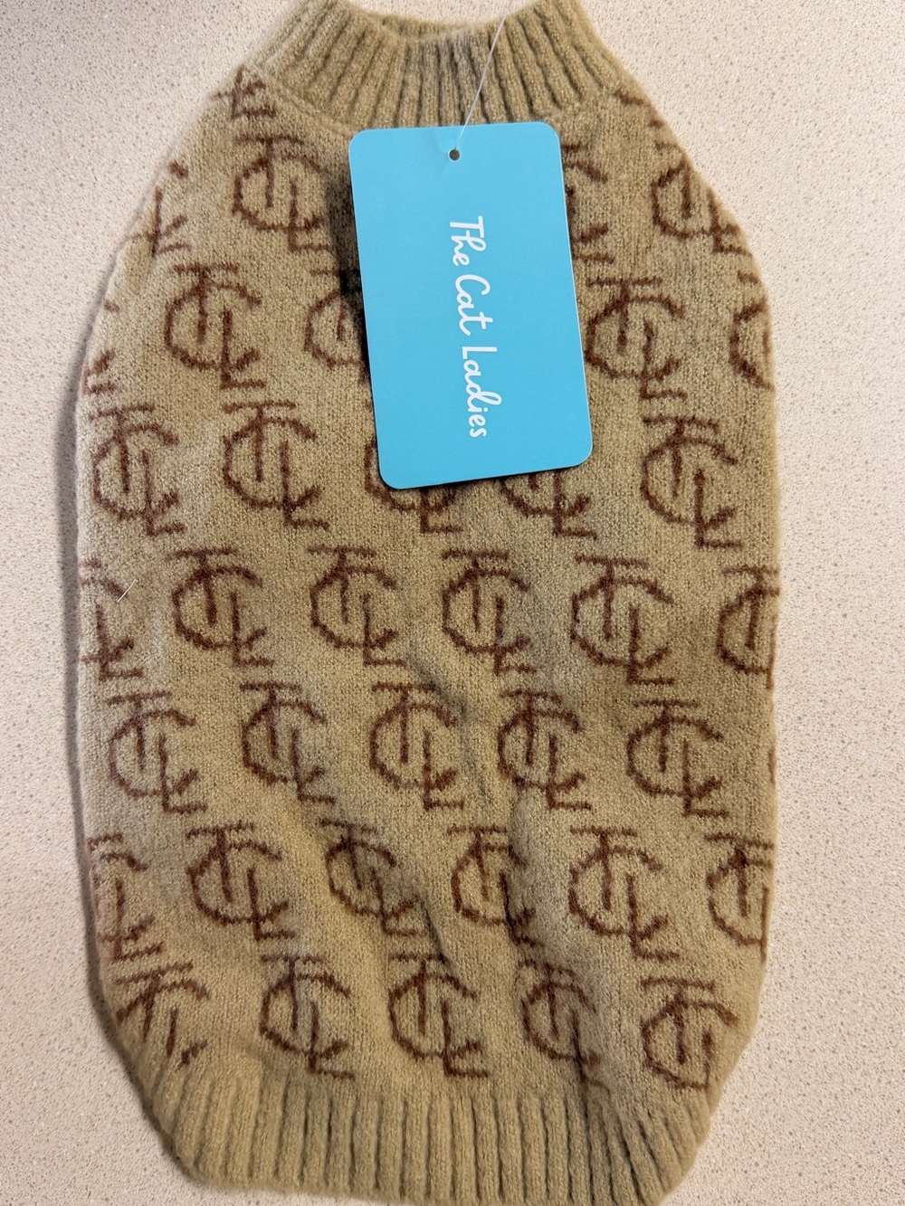 Tan & Brown Logo Knit Pet Sweater